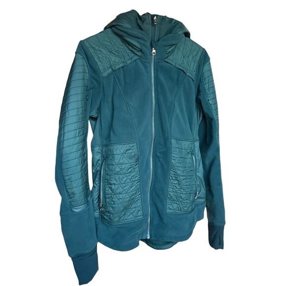 Lululemon Fleecy Keen Jacket II Women's Size 10 Fuel Green Hooded Casual Winter - Picture 3 of 16